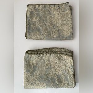 2 Hollander Floral Pillow Shams KING Jacquard Corded Leaves Ivory Sage Green